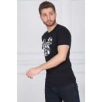 Men casual t-shirt, mickey mouse type print, black color, model 8742